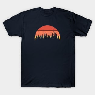 Camping Gift, Nature Lover, Sunset Retro T-Shirt